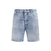Dsquared² Light Blue Cotton Bermuda Shorts